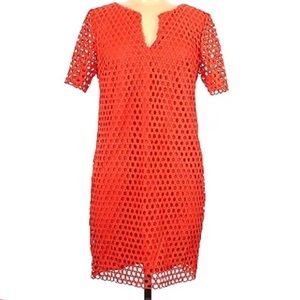 Trina Turk Coral Orange Eye-lit Dress | Size 8